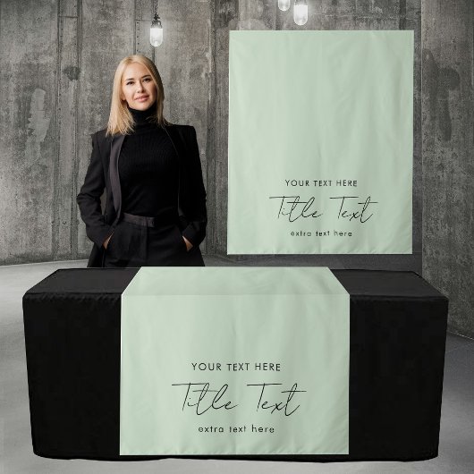Custom Table Runner Banner Modern Script Green Wandteppich