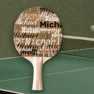 Custom Table.Tennis Player's Name Rustic Wood Tischtennis Schläger
