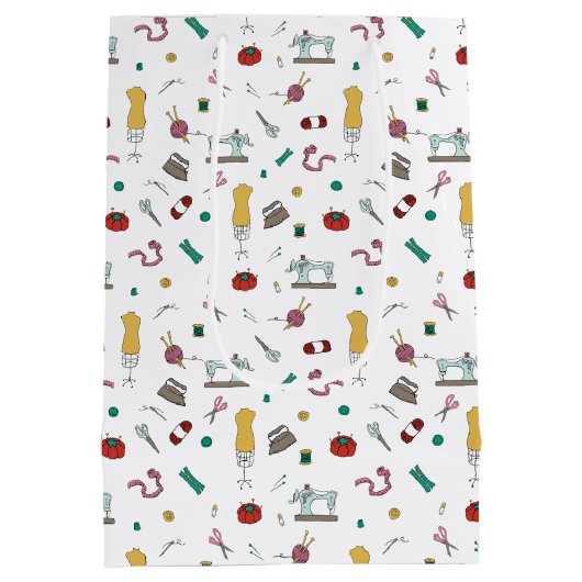 Custom Tailoring Tools Pattern Gift Bag Mittlere Geschenktüte (Rückseite)
