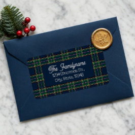 Custom Tartan Plaid Christmas Return Address  Adressaufkleber
