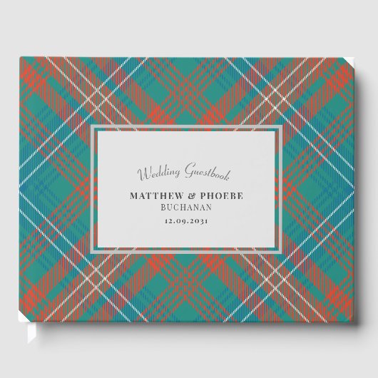 Custom Tartan Rustic Wilson Kariert Wedding Gästebuch (Vorderseite)