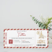 Custom Tattoo Christmas Ticket Certificate Voucher Einladung (Stehend Vorderseite)