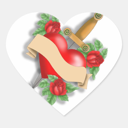 Custom Tattoo Heart Herz-Aufkleber (Vorderseite)