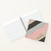 Custom Taupe Beige Grau Rosa Rosa Streifen Notizblock (Innenseite)
