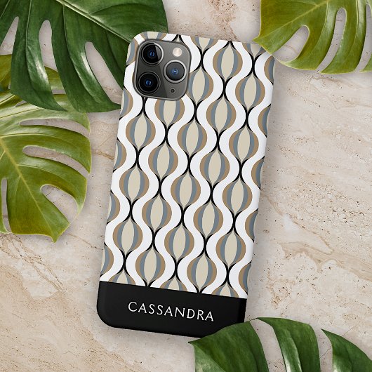 Custom Taupe Beige Tan Gray White Ogee Waves Case-Mate iPhone Hülle