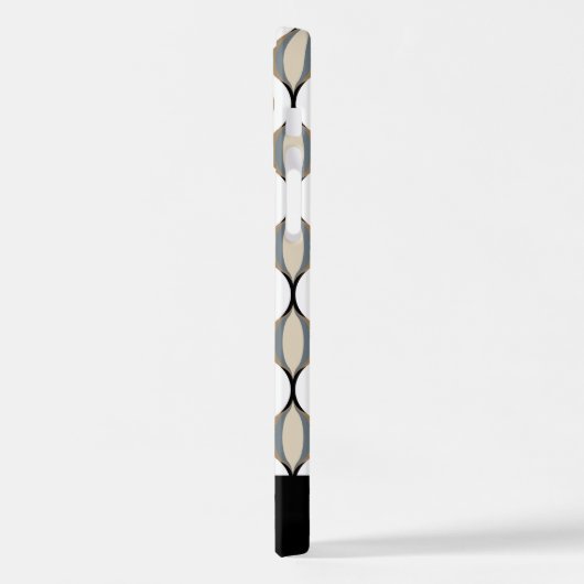 Custom Taupe Beige Tan Gray White Ogee Waves iPhone Hülle (Linke Seite)