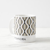 Custom Taupe Beige Tan Gray White Ogee Waves Kaffeetasse (Vorderseite Links)