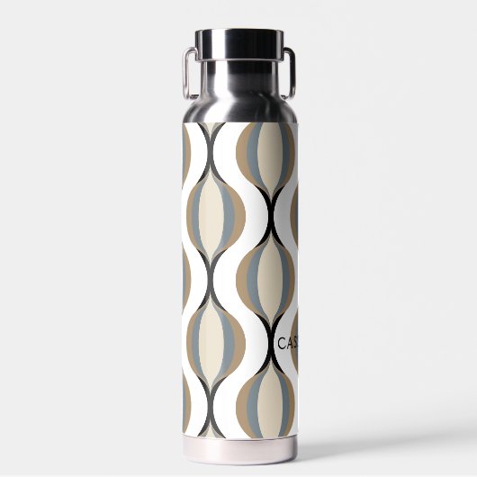 Custom Taupe Beige Tan Gray White Ogee Waves Trinkflasche (Vorne)