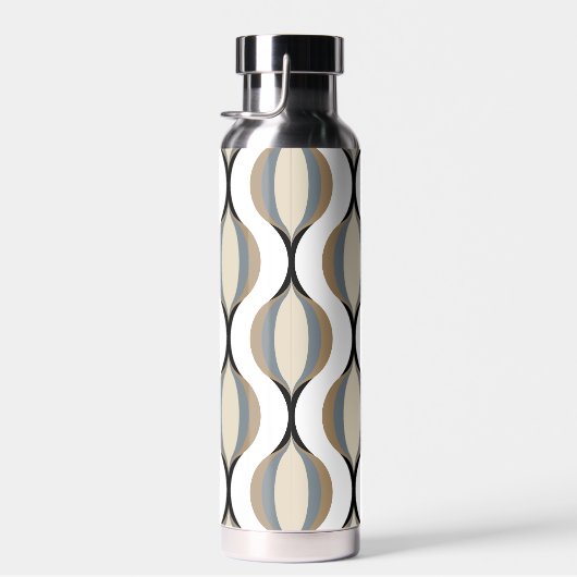 Custom Taupe Beige Tan Gray White Ogee Waves Trinkflasche (Rechts)
