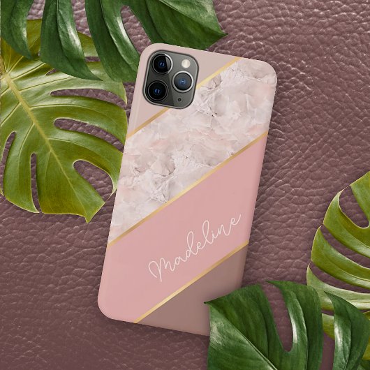 Custom Taupe Mauve Dusty Rose Blush Pink Marmor iPhone Hülle
