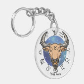 Custom Taurus & Capricorn Zodiac Keychain Schlüsselanhänger (Vorderseite links)