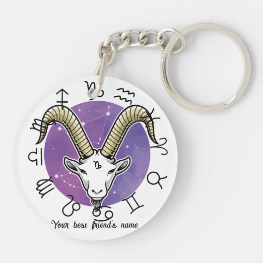 Custom Taurus & Capricorn Zodiac Keychain Schlüsselanhänger (Rückseite)