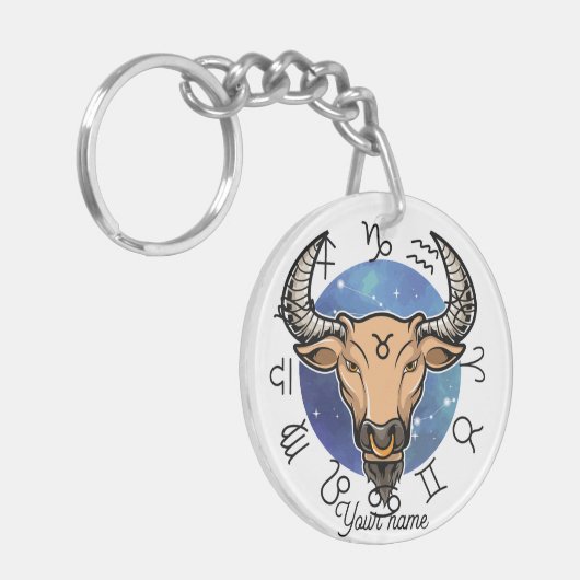 Custom Taurus & Virgo Zodiac Keychain Schlüsselanhänger (Vorderseite links)