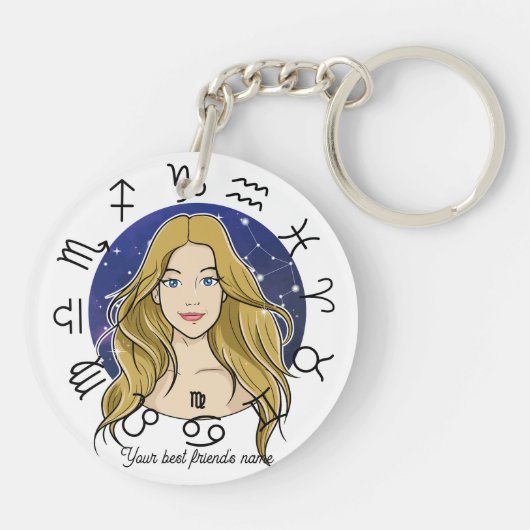 Custom Taurus & Virgo Zodiac Keychain Schlüsselanhänger (Rückseite)
