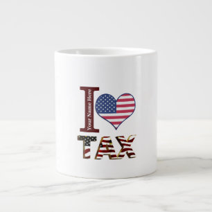 Custom Tax day I love tax American flag heart Jumbo-Tasse