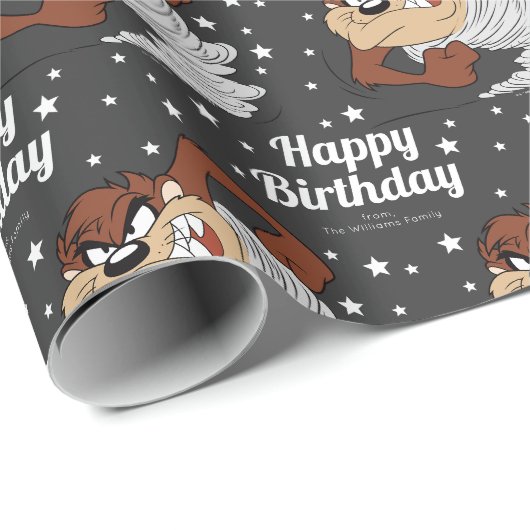 Custom TAZ™ Happy Birthday Wrapping Paper Geschenkpapier (Rolleneckpunkt)