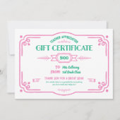 Custom Teacher Appreciation Gift Certificate Karte (Vorderseite)