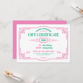 Custom Teacher Appreciation Gift Certificate Karte (Vorderseite/Rückseite Beispiel)