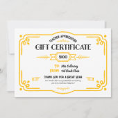 Custom Teacher Appreciation Gift Certificate Karte (Vorderseite)