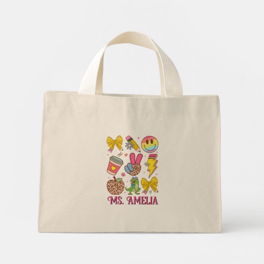 Custom Teacher Bag, Custom Back to School Bag Mini Stoffbeutel (Rückseite)