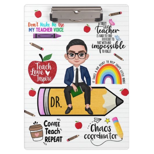 Custom Teacher Clipboard Back to School For Him Klemmbrett (Vorderseite)