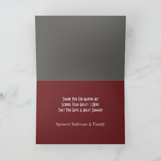 Custom Teacher Danke Chalkboard (Innenseite)