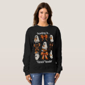 Custom Teacher Ghost und Bow Halloween Reading Sweatshirt (Vorne ganz)