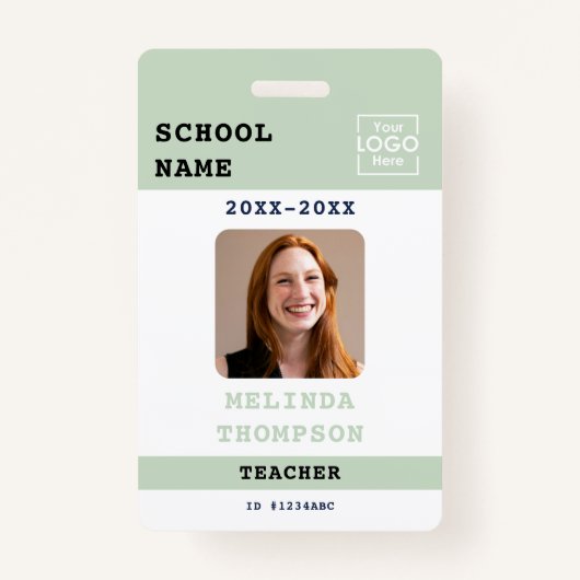 Custom Teacher ID Card School Template Name Photo Ausweis (Vorderseite)