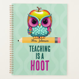 Custom Teacher Name Apple Owl Planer für die Schul