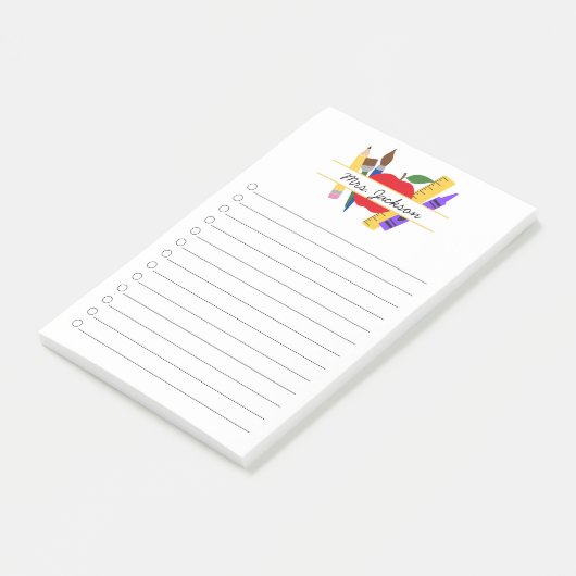 Custom Teacher Name Back to School Post-it Klebezettel (angewinkelt)