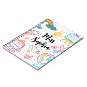 Custom Teacher Name | Cute Colorful doodle Notizblock (Linke Seite)