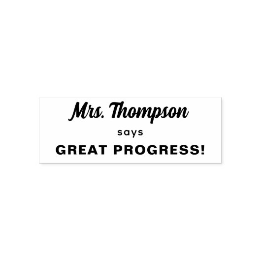 Custom Teacher Name Great Progress! Permastempel (Design)