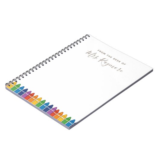 Custom Teacher Notebook – Rainbow Crayon Name Desi Notizblock (Linke Seite)