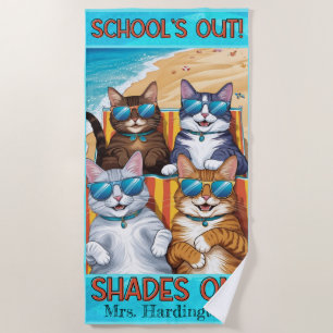 Custom Teacher "School's Out" Sommerferien Katze Strandtuch