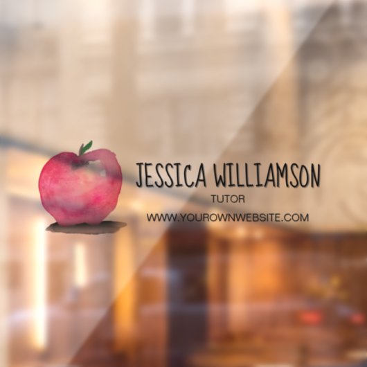 Custom Teacher Tutor Sign Watercolor Apple  Fensteraufkleber (Blatt 2)