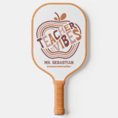 Custom Teacher Vibes Boho Apple Phantastisch Teach Pickleball Schläger (Vorderseite)