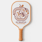 Custom Teacher Vibes Boho Apple Phantastisch Teach Pickleball Schläger (Rückseite)