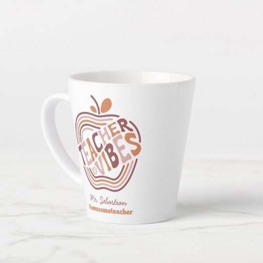 Custom Teacher Vibes Boho Apple Wertschätzung Milchtasse (Linke Ecke)