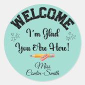 Custom Teacher Welcome Sticker - Ich bin froh, das (Vorderseite)