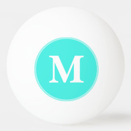 Custom Teal White Monogrammed Table Tennis Beer Tischtennisball