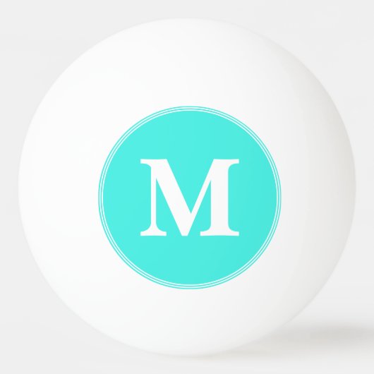 Custom Teal White Monogrammed Table Tennis Beer Tischtennisball (Vorderseite)