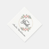 Custom Team Bride Bachelorette Pink Floral Gold Serviette (Ecke)