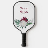 Custom Team Bride Greenery Floral Wedding Pickleball Schläger (Rückseite)