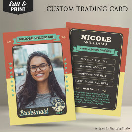Custom Team Bride Trading Card, Bridesmaier Gesche Telefonnummerkarte