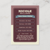 Custom Team Bride Trading Card, Bridesmaier Gesche Telefonnummerkarte (Rückseite)