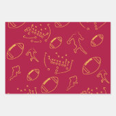 Custom Team Spirit Football and Player Outlines Geschenkpapier Set (Vorderseite)