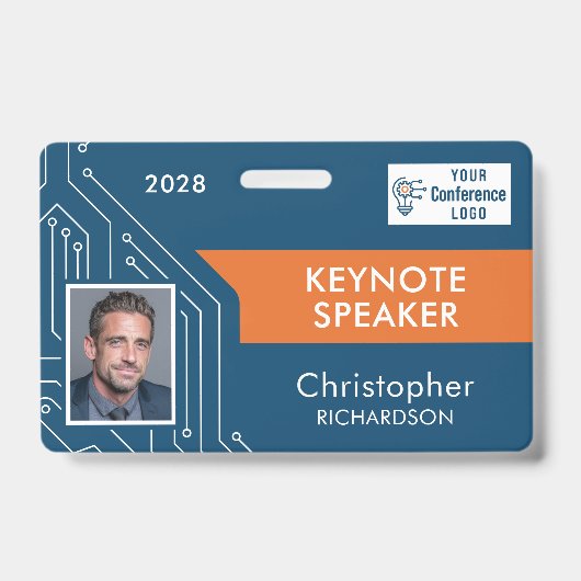 Custom Technology Keynote Speaker Photo ID Badge Ausweis (Vorderseite)