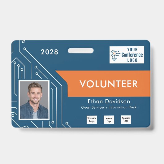 Custom Technology Summit Volunteer Photo ID Badge Ausweis (Vorderseite)