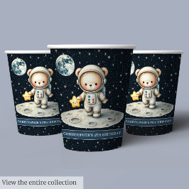Custom Teddy Bear Astronaut Boy Geburtstagsparty Pappbecher