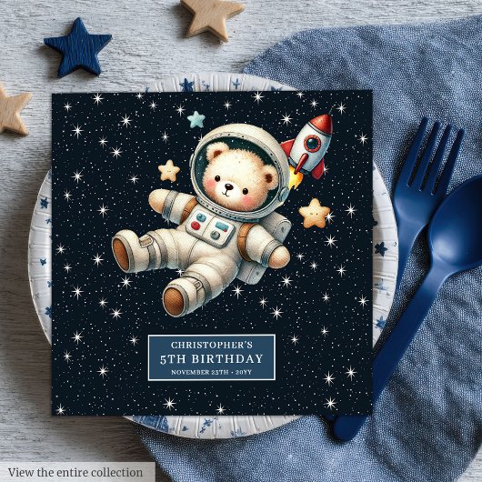 Custom Teddy Bear Astronaut Napkins Baby Geburtsta Serviette